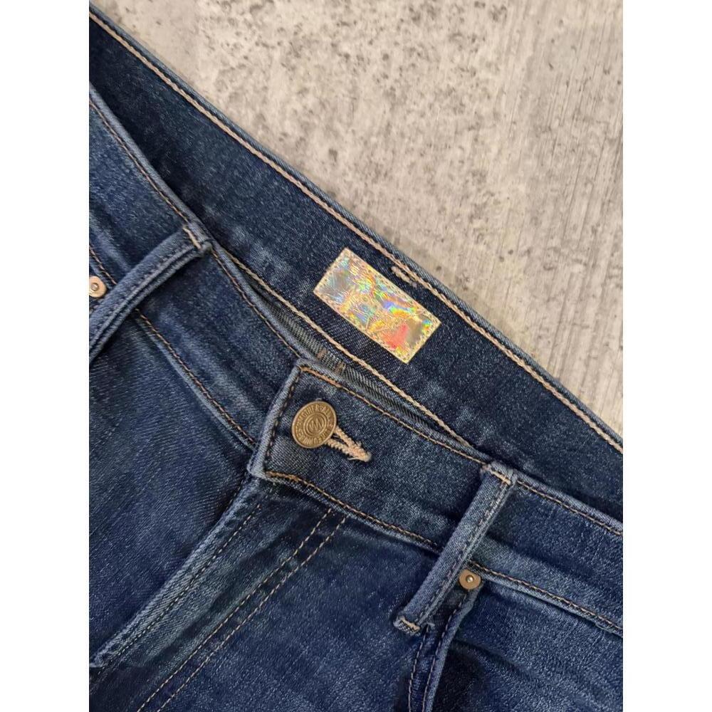 Mother Dark Blue Insider Step Crop Fray Jeans in Girl Crush Size 29 - Picture 2 of 6
